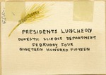 President Luncheon of Domestic Science Department Program