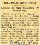 Newspaper Clipping: Will Begin Work Today by Ellis County News