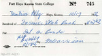 Receipt of Funds by Fort Hays Kansas State College