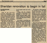 Sheridan Renovation to Begin in Fall by Jean Walker