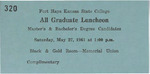 1961 Commencement Banquet Ticket - Spring