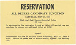 1961 Commencement Banquet Reservation - Spring
