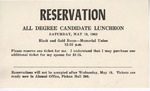 1962 Commencement Banquet Reservation - Spring