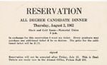 1962 Commencement Banquet, Reservation - Summer
