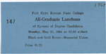 1964 Commencement Banquet, Tickets - Spring