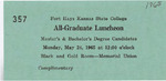 1965 Commencement Banquet, Ticket - Spring