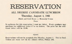 1966 Commencement Banquet, Reservation Card - Summer