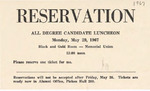 1967 Commencement Banquet, Reservation Card - Spring