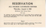 1968 Commencement Banquet, Reservation Card - Summer