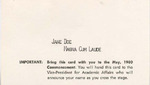 1980 Commencement Degrees, Announcment Card