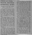 Newspaper Copy of Speech by Flora Francis