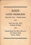 Funeral Announcement for David Nicholson