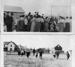 Two Images of a Crowd Watching a Race