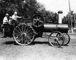 Two Men and a Boy on a Steam Tractor