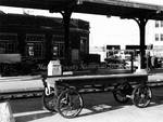 A cart on the platform of the Newton Santa Fe Depot