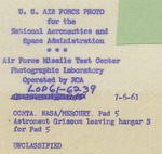326 Back Side of Photograph Astronaut Virgil I. "Gus" Grissom Leaving Hangar S for Pad 5