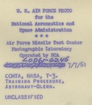 362 Back Side of Photograph Training Procedure with Astronaut Glenn