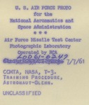 364 Back Side of Photograph Training Procedure with Astronaut Glenn by National Aeronautics and Space Administration (NASA)