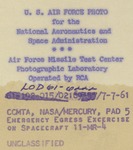 414 Back Side of Photograph Emergency Egress Exercise for MR-4 by National Aeronautics and Space Administration (NASA)
