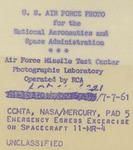 416 Back Side of Photograph Emergency Egress Exercise for MR-4 by National Aeronautics and Space Administration (NASA)
