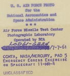 422 Back Side of Photograph Emergency Egress Exercise for MR-4 by National Aeronautics and Space Administration (NASA)