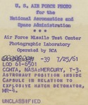 426 Back Side of Photograph Astronaut Position Inside Capsule in Relation to Explosive Hatch Detonator, MR-4
