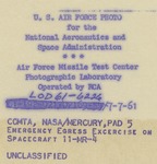 518 Back Side of Photograph Emergency Egress Exercise for MR-4 by National Aeronautics and Space Administration (NASA)