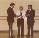 Ron Pflughoft and ROTC Instructors Conversing