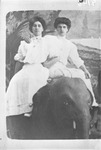 Box 14, Neg. No. 9143: Photograph of Women on an Elephant