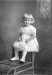 Box 32, Neg. No. 49209: Girl Sitting on the Arm of a Chair