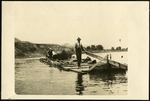 089-03: Steering a Lumber Raft by George Fryer Sternberg 1883-1969