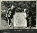 097_01: FHKSC President L. D. Wooster and George F. Sternberg With A Large Inoceramus Shell by George Fryer Sternberg 1883-1969