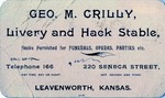 Postcard: Geo. M. Crilly, Livery and Hack Stable