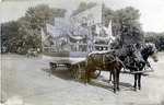Postcard: Two Horses Pulling a Decorated Wagon for the Morris County Fair