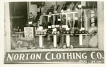 Postcard: Norton Clothing Company Window Display Nov. 1930