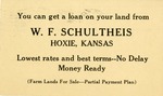 Postcard: W. F. Schultheis, Hoxie, Kansas