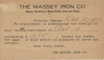 Postcard: The Massey Iron Company Receipt