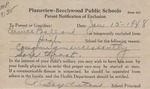 Postcard: Planeview-Beechwood Public Schools Parent Notification of Exclusion