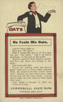 Postcard: He Feels His Oats. Commercial State Bank, Cawker City, Kansas