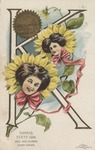 Postcard: Kansas State Girl Seal and Flower (Sunflower)