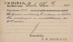 Postcard: F.M. Shaw & Co.