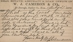 Postcard: W. J. Cameron & Company
