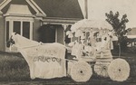 Postcard: Horse Pulling a White Wagon with Children on It