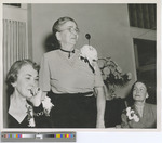 Mrs. Glennie Elizabeth Coe Lewis and Two Women with Corsages at the 50th Anniversary of Fort Hays Kansas State College