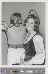 Black and white photograph of winners Patsy Wilken and Jim Melby of the 1974 Fort Hays Kansas State College Beauty and the Beast Contest