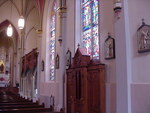 Stained glass windows in the Holy Cross Catholic Church by Patty Nicholas