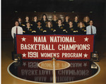 NAIA National Basketball 1991 Women's Champions with a Banner by Fort Hays State University Athletics