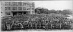 Large Group Photograph in Front of Sheridan Coliseum by Lyman Dwight Wooster